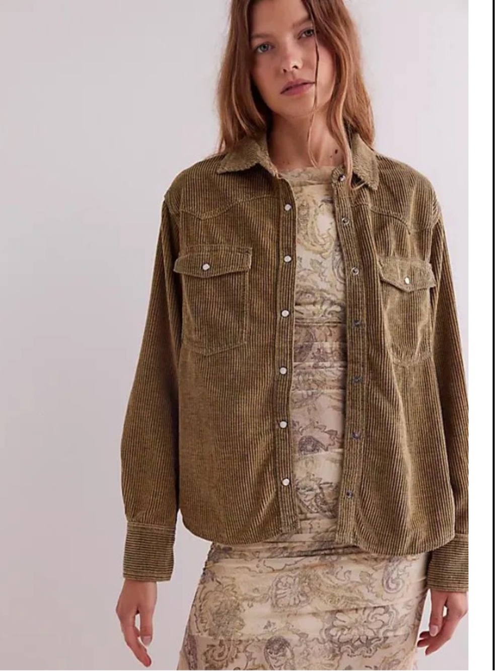 Factory Sample Hideaway Cord Shirt Style Corduroy Shacket NWOT - Picture 3 of 7
